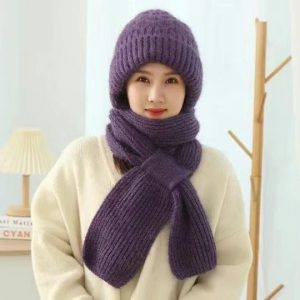 Windproof Cap with Scarf (Purple)