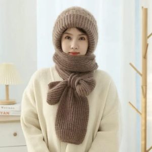 Windproof Cap with Scarf (Khaki)